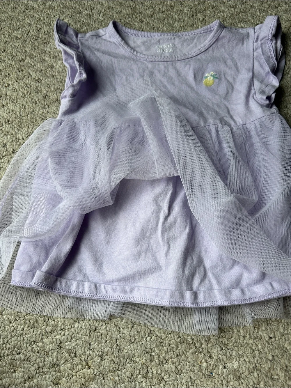 Carter's Light Purple Tulle Flutter Sleeve Dress Top